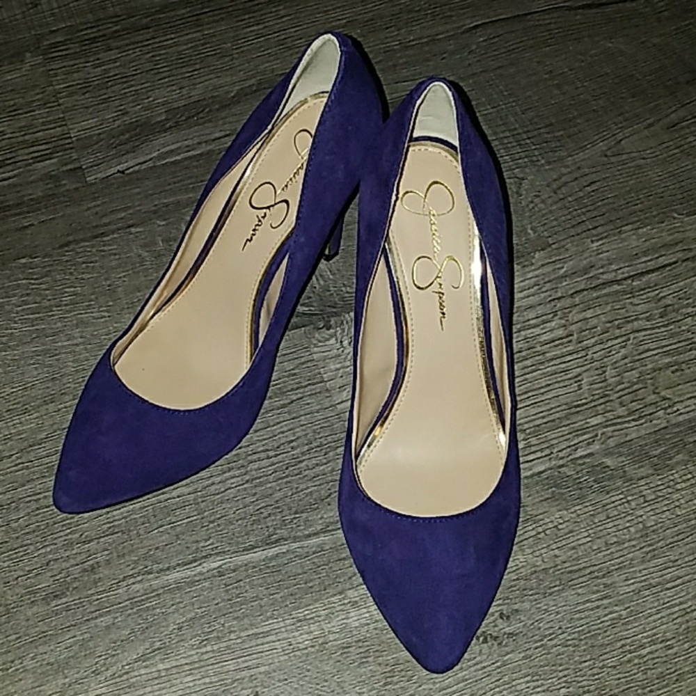 Jessica Simpson Deep Purple Suede Pointed Toe Pumps